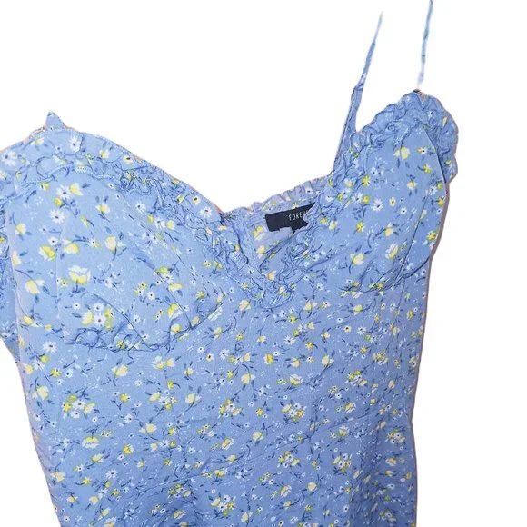 NWT Forever 21 blue floral midi dress - Picture 3 of 4